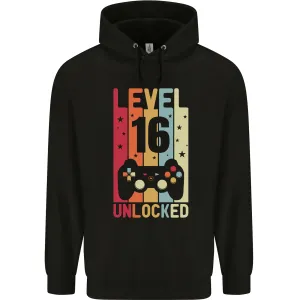 16th Birthday 16 Year Old Level Up Gaming Mens 80% Cotton Hoodie