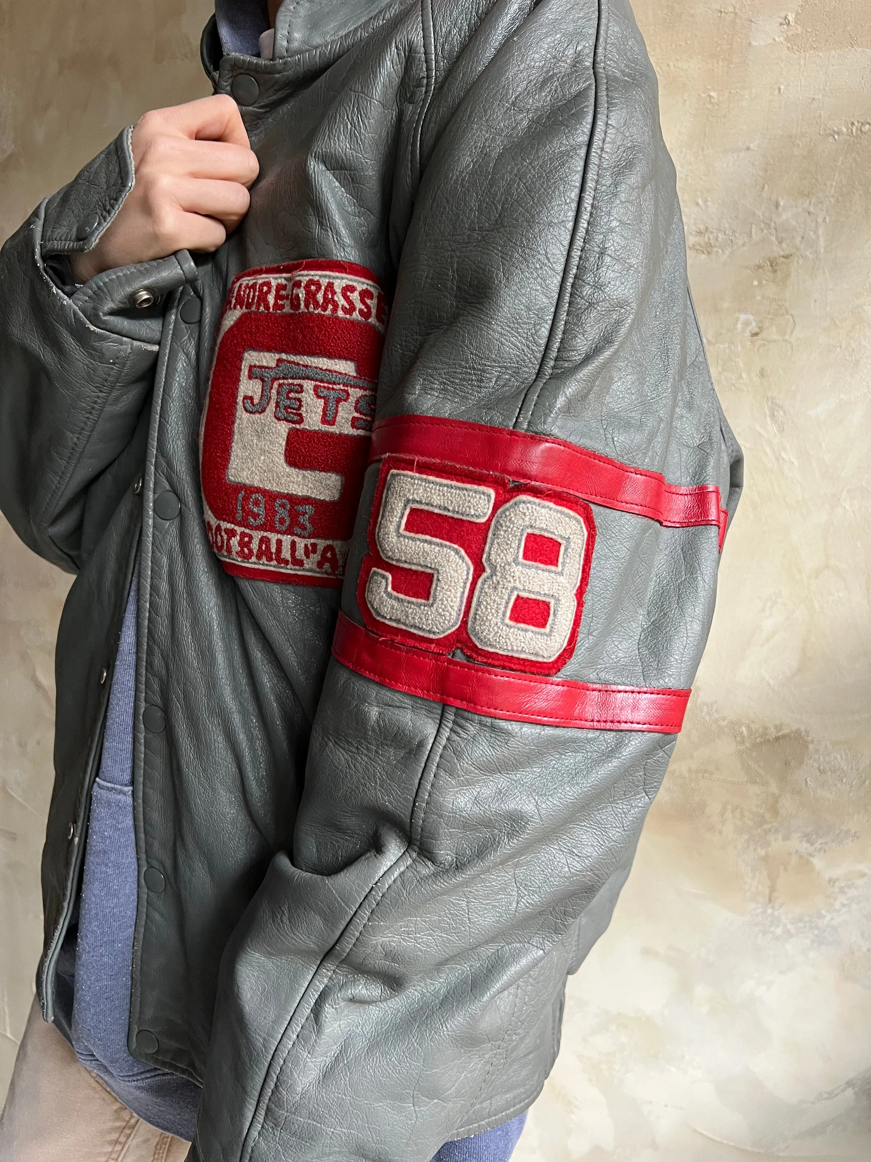 1980's Grey Varsity Football Jacket