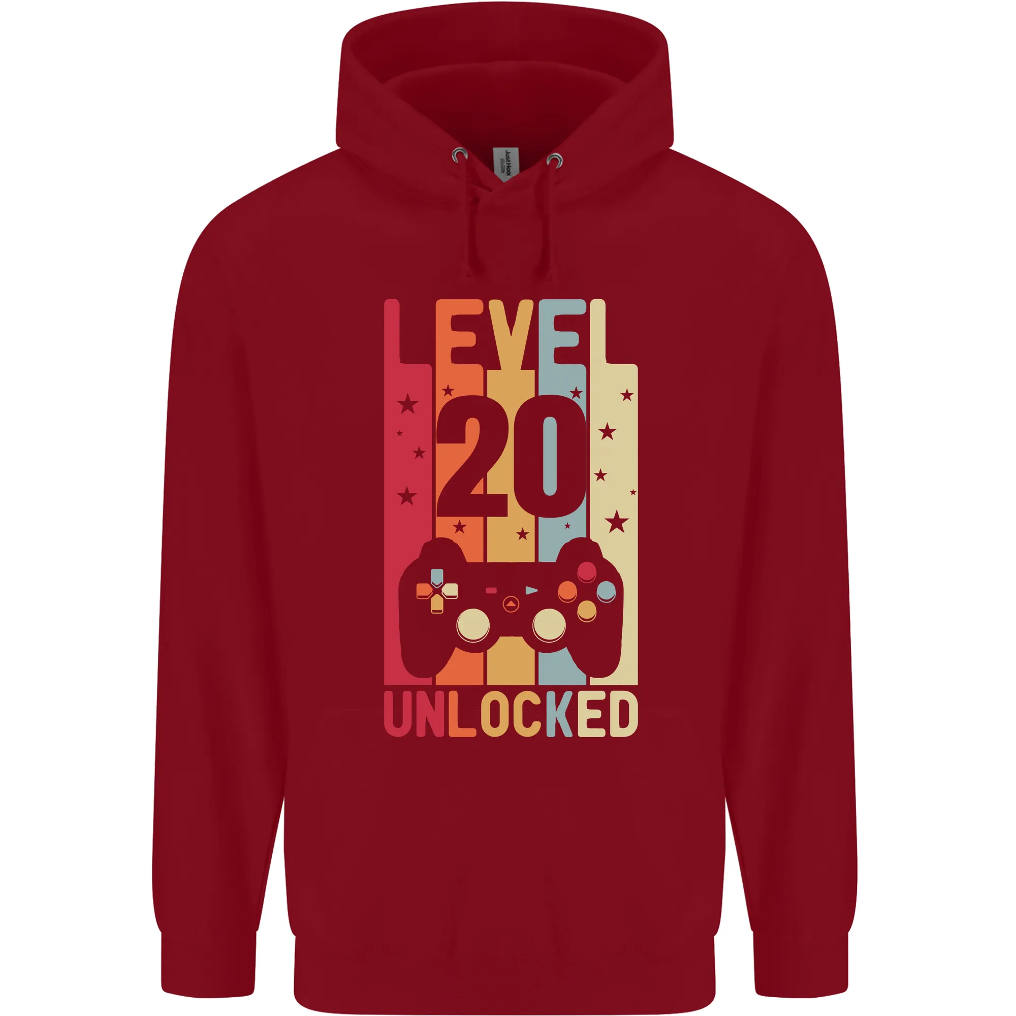 20th Birthday 20 Year Old Level Up Gaming Mens 80% Cotton Hoodie