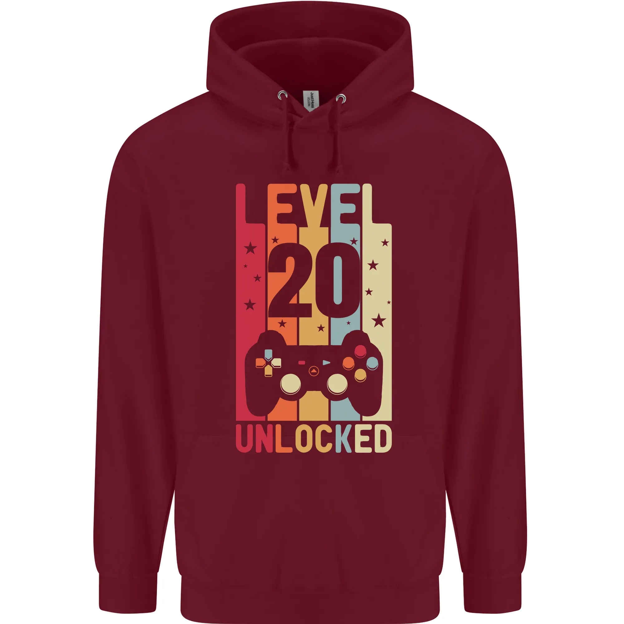 20th Birthday 20 Year Old Level Up Gaming Mens 80% Cotton Hoodie