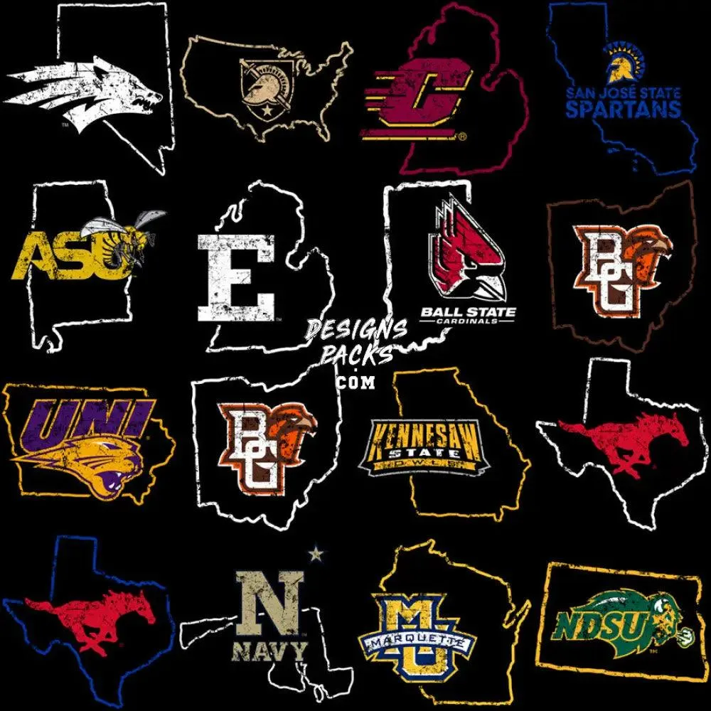 40 College University Map USA States Designs Bundle PNG