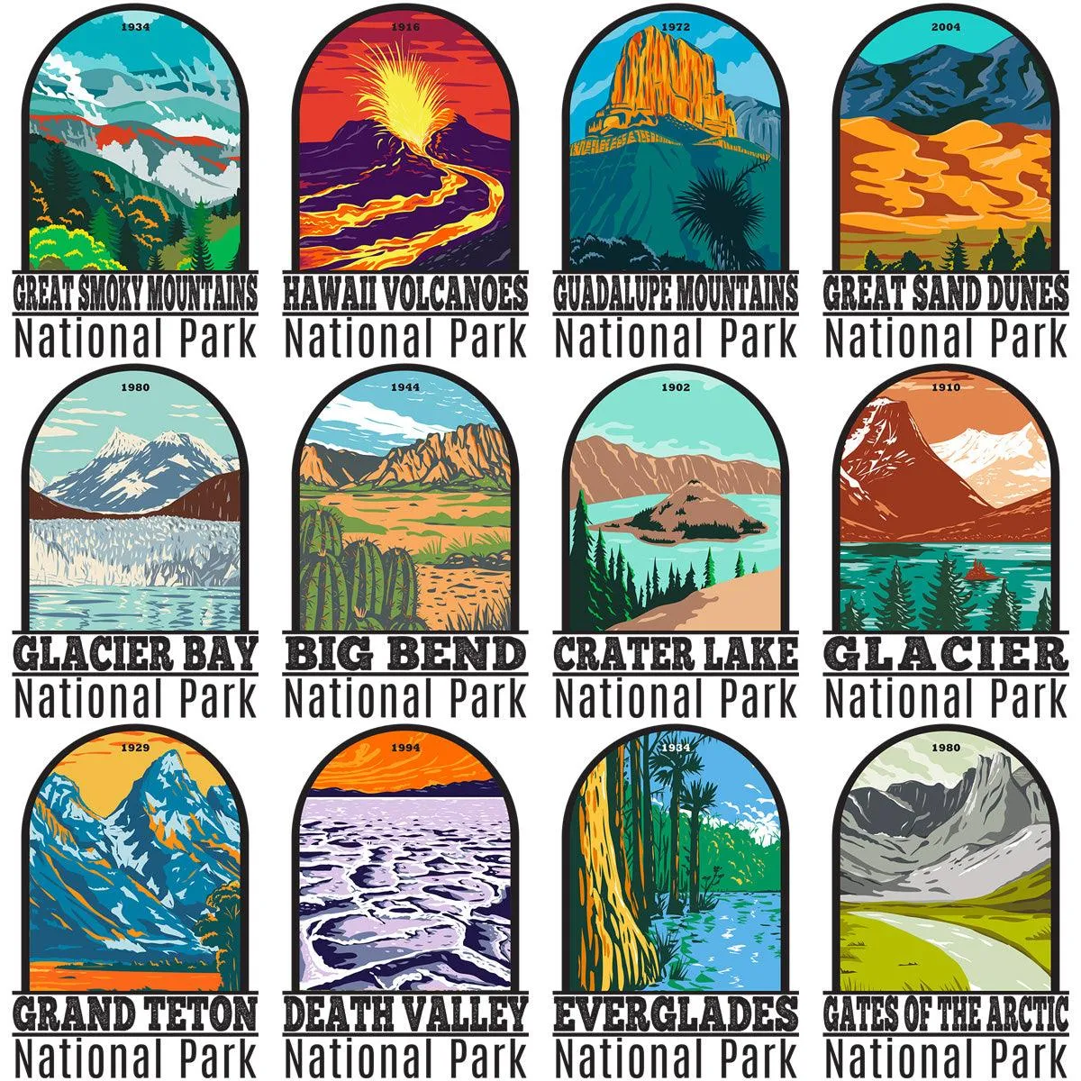 90 USA National Parks Streetwear Designs Bundle PNG