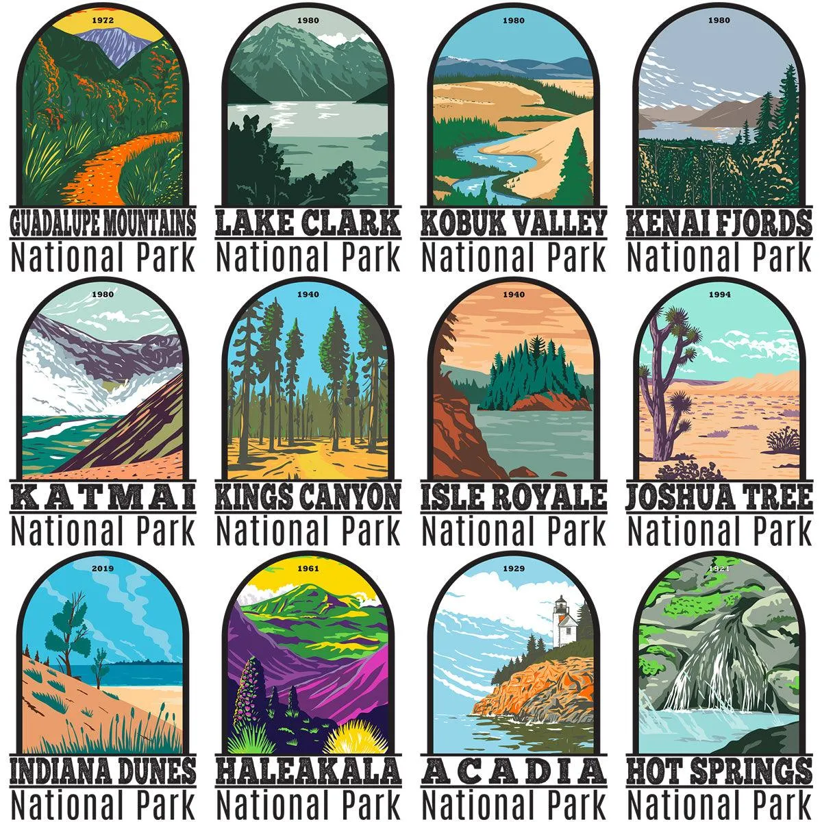 90 USA National Parks Streetwear Designs Bundle PNG