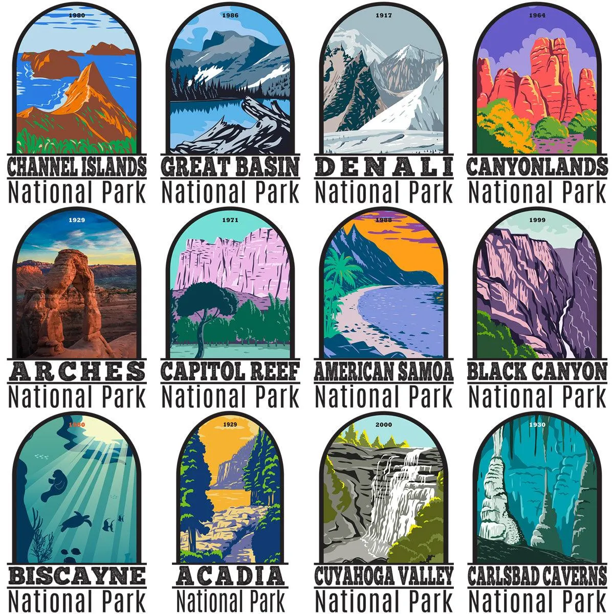 90 USA National Parks Streetwear Designs Bundle PNG