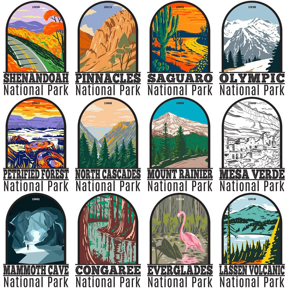 90 USA National Parks Streetwear Designs Bundle PNG