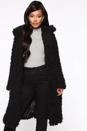 All About Me Fuzzy Coat - Black