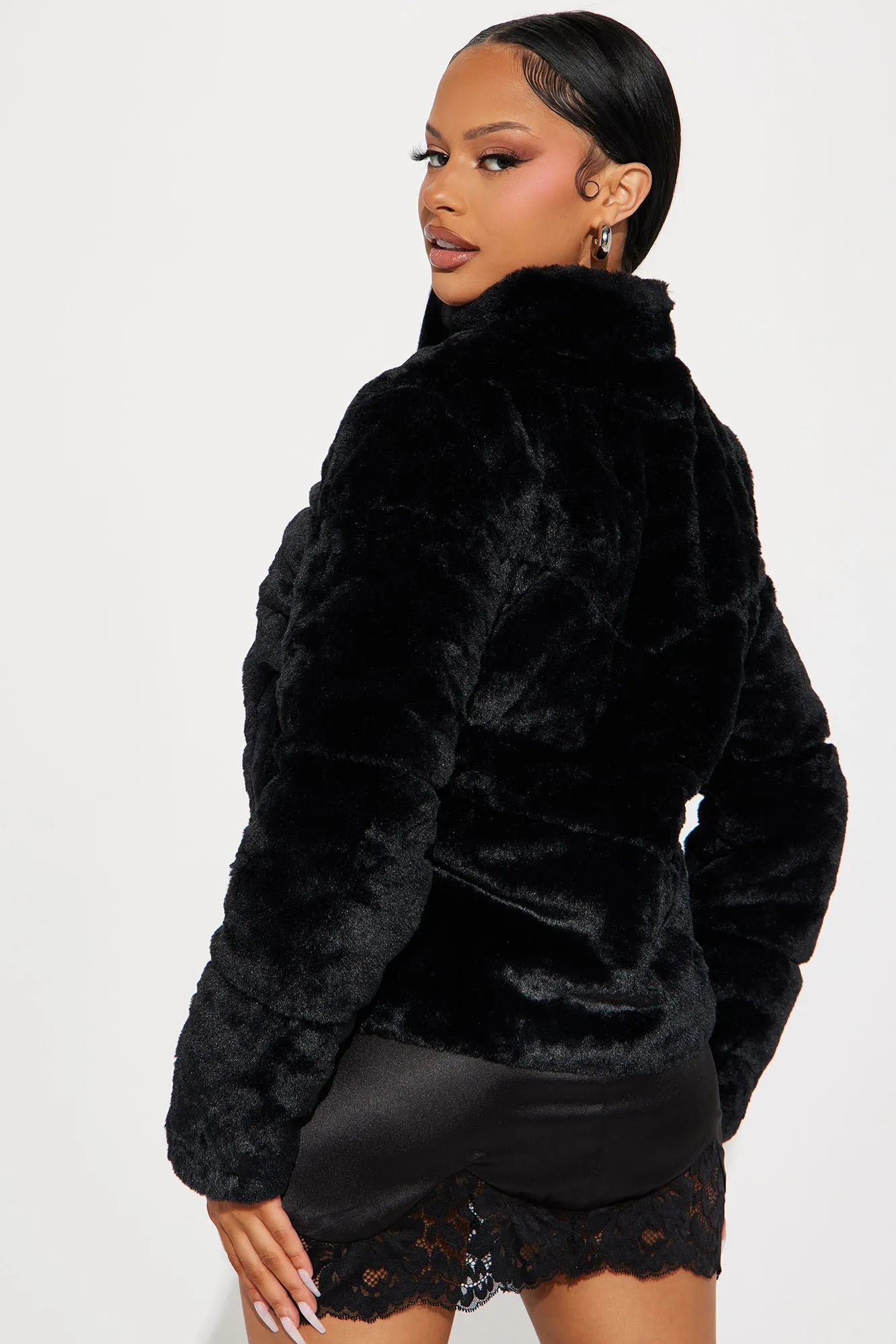 All Fur It Faux Fur Jacket - Black