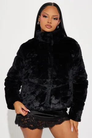 All Fur It Faux Fur Jacket - Black