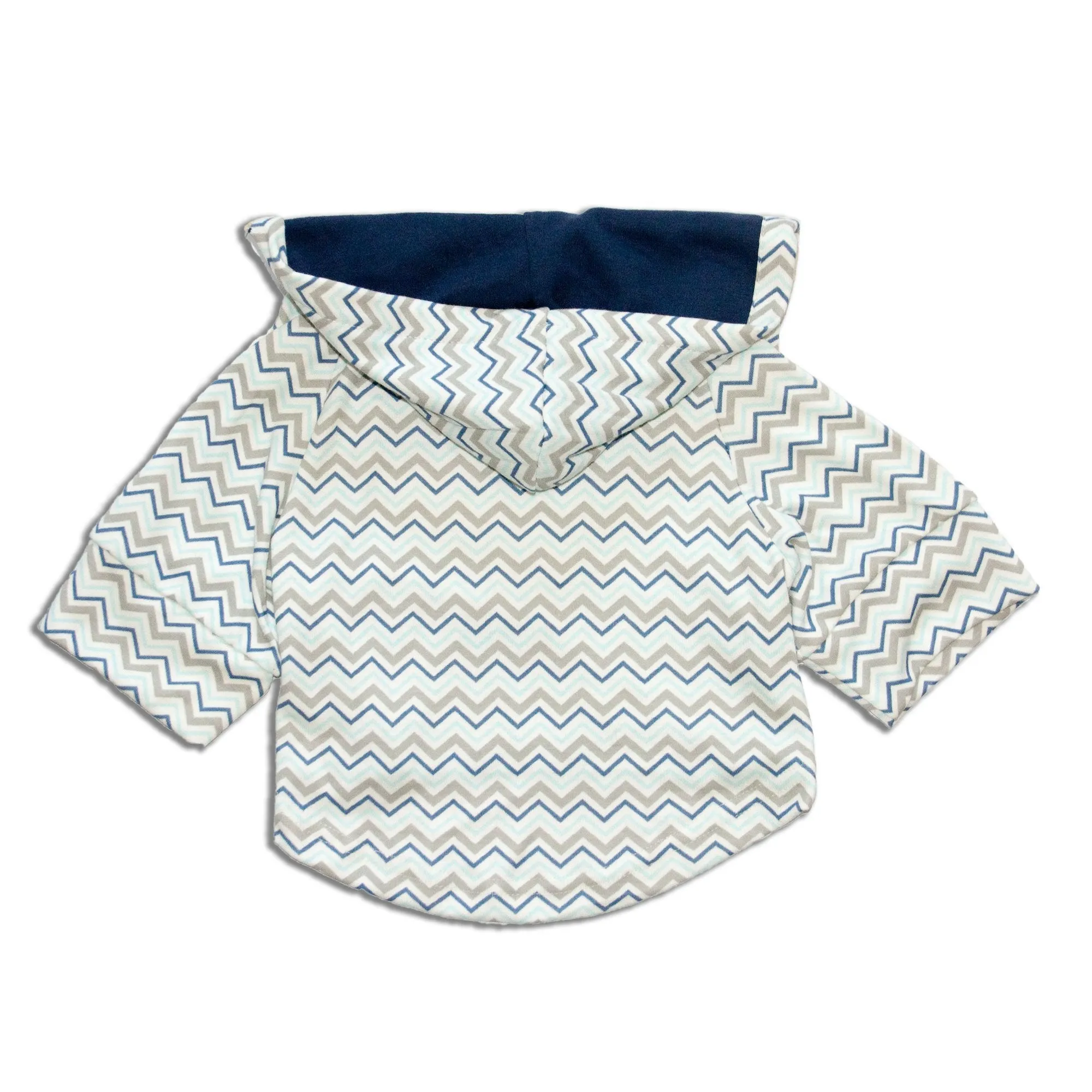 Allover Blue Chevron Print Full Sleeves With Drawstring Dog Jumper Hoodie