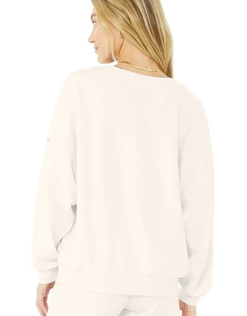 Alo Yoga Women's Dreamy Soft French Terry V-Neck Sweatshirt, Ivory, L