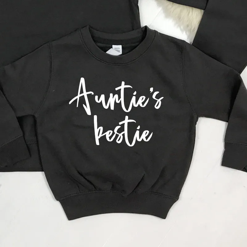 Auntie & Auntie's Bestie Chelsea Script Storm Grey Sweatshirts (MRK X)