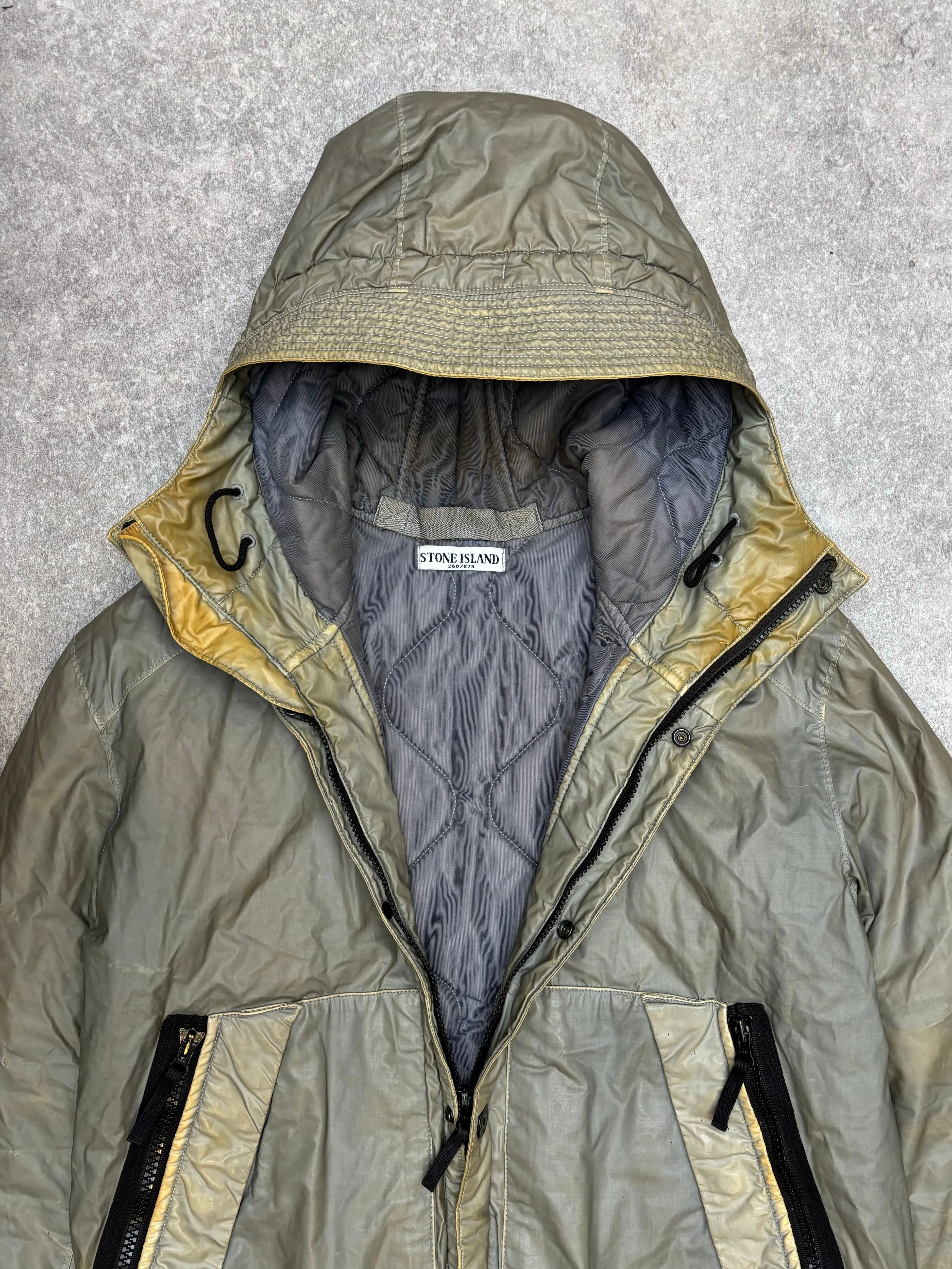 A/W 2011 Khaki Stone Island Muussola Gommata Grey Hooded Jacket