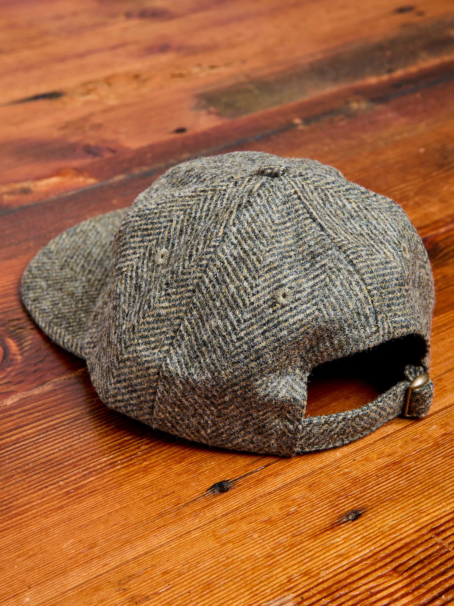 Baseball Hat in Warm Charcoal Herringbone Wool