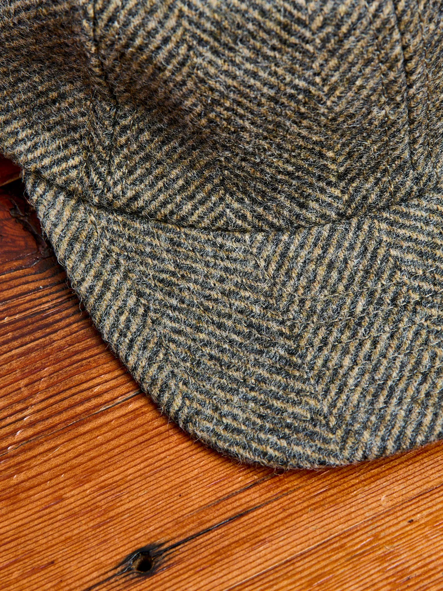 Baseball Hat in Warm Charcoal Herringbone Wool