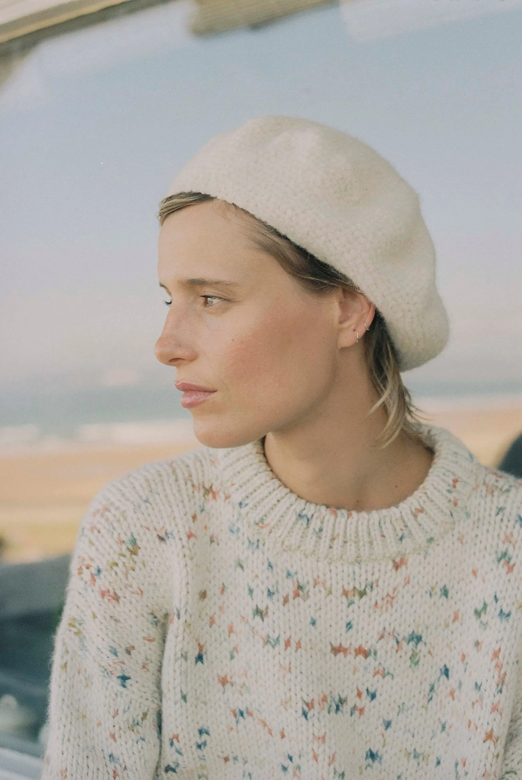 Beret, Felted Alpaca, Cream