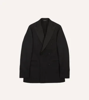 Black Barathea Wool Double-Breasted Dinner Jacket