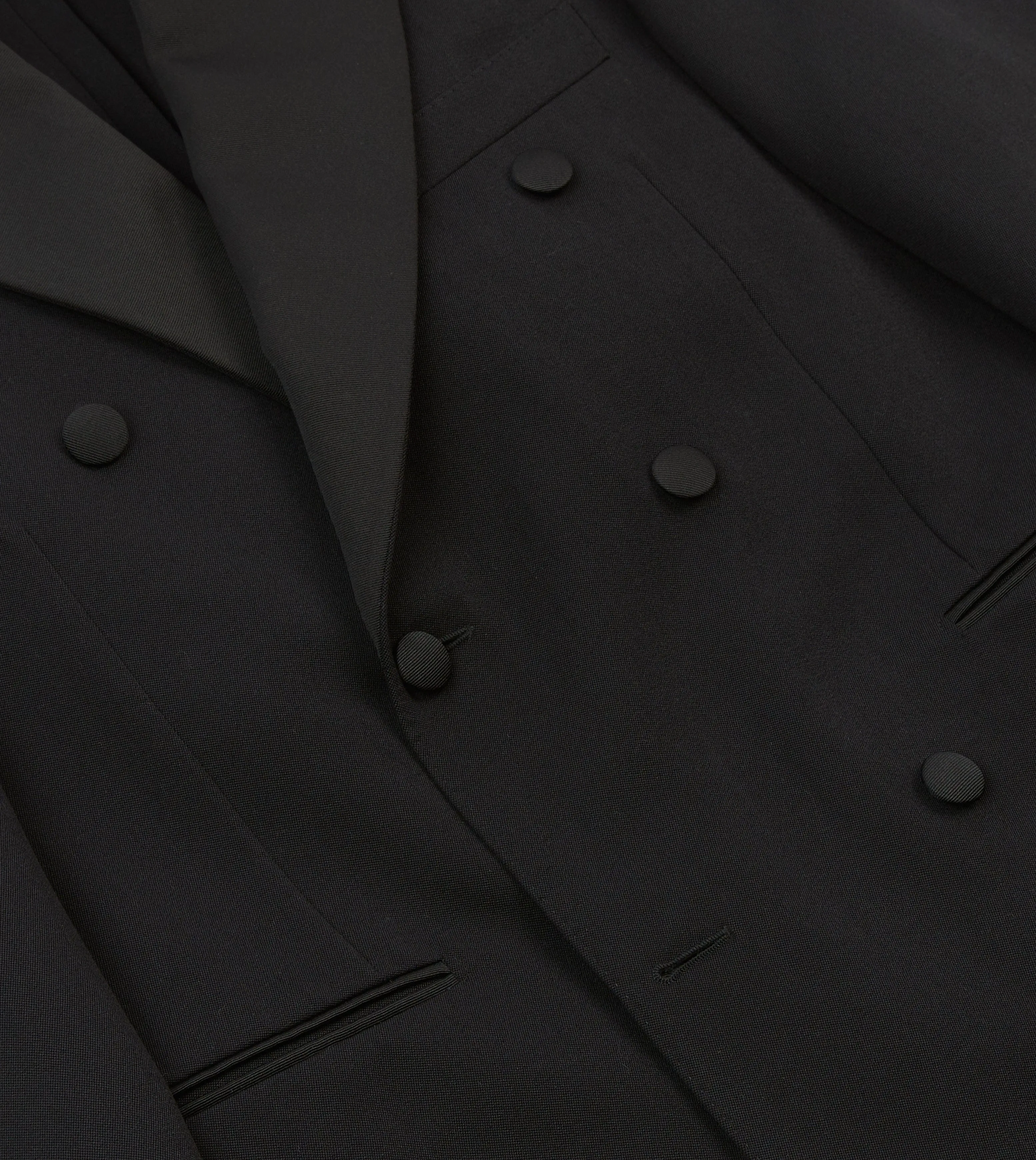 Black Barathea Wool Double-Breasted Dinner Jacket