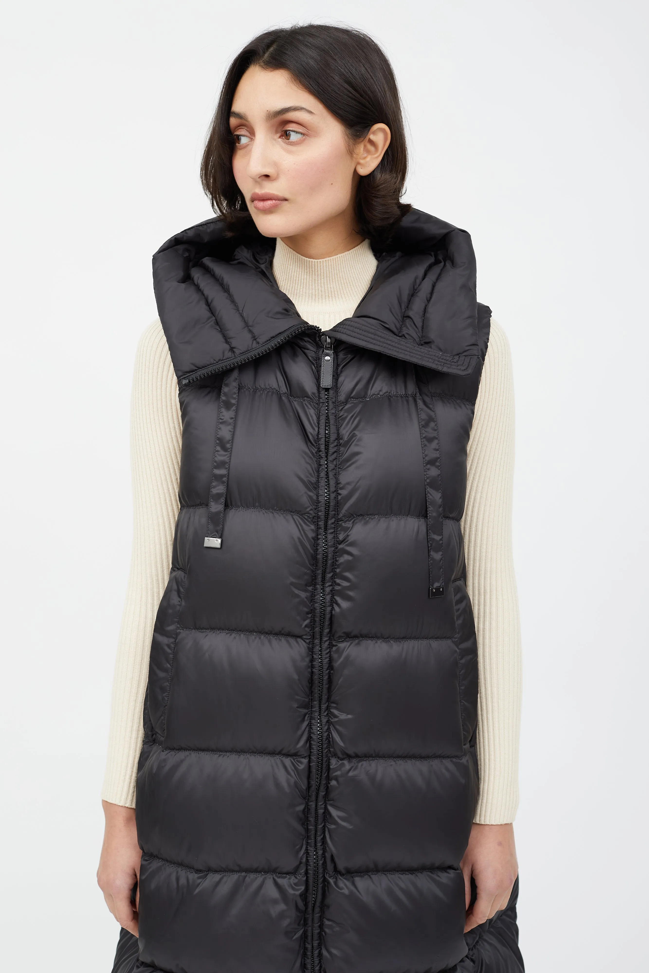 Black Puffer Long Vest