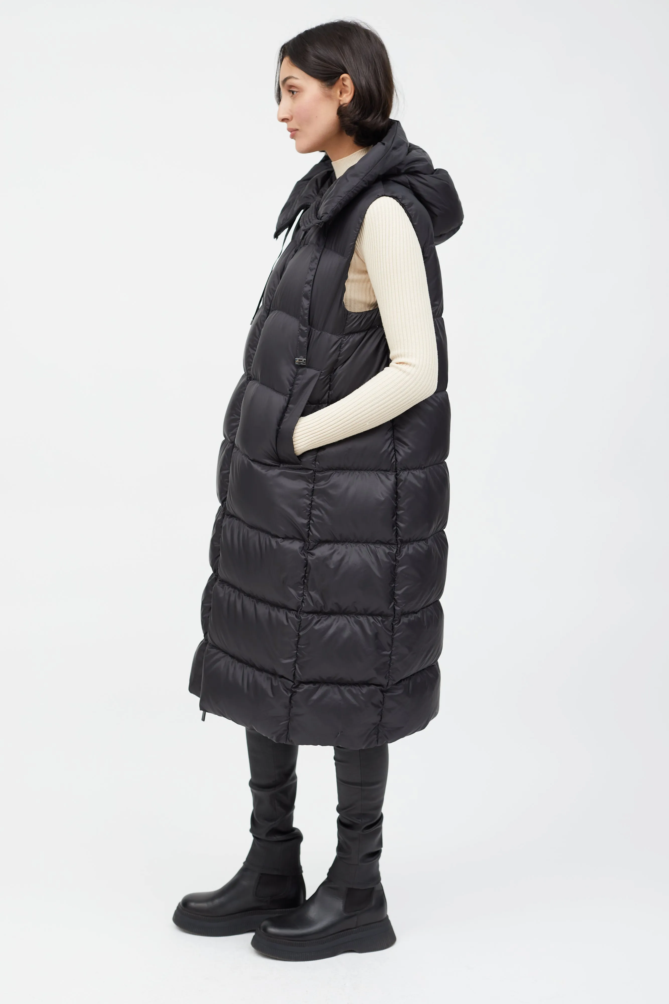 Black Puffer Long Vest