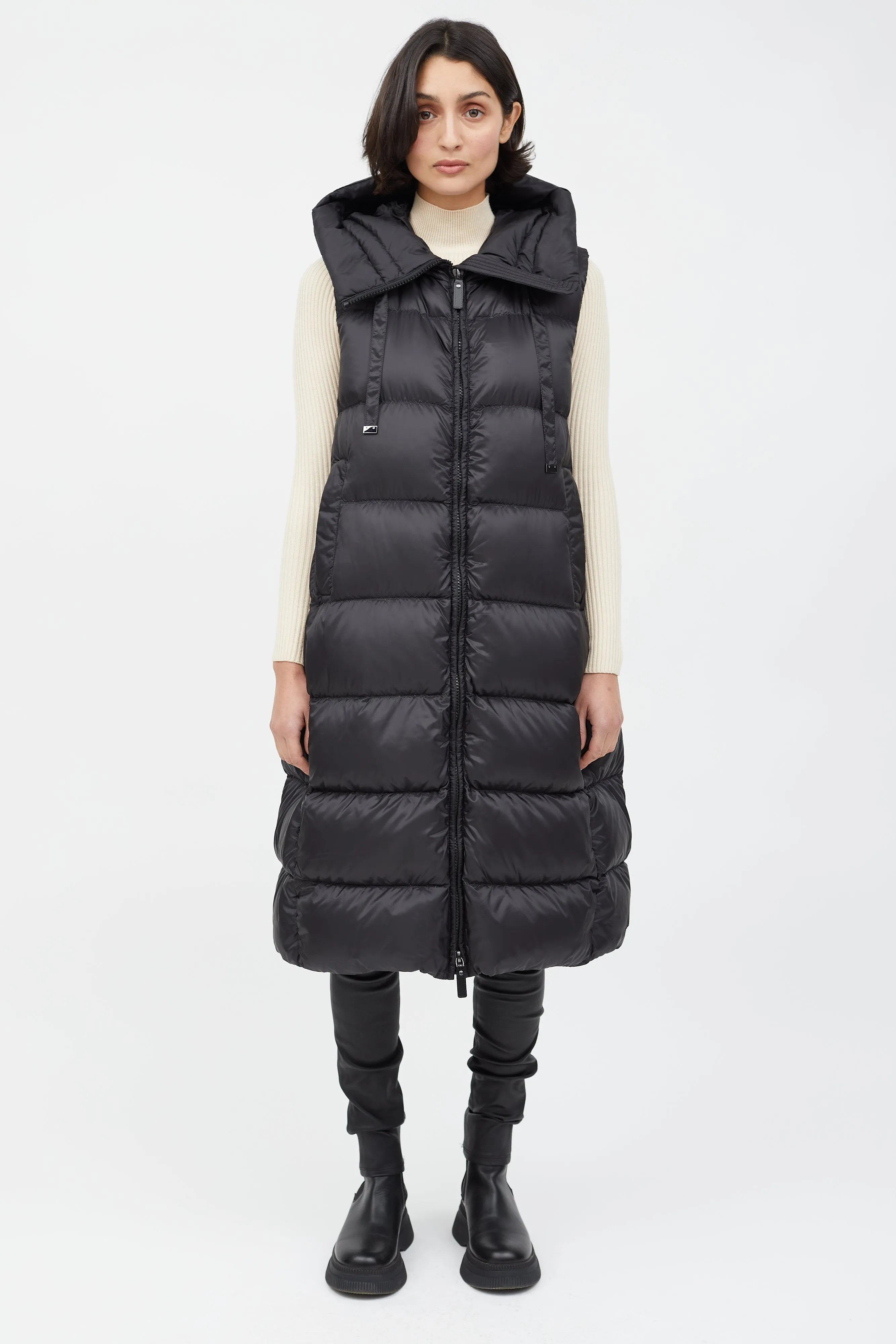 Black Puffer Long Vest