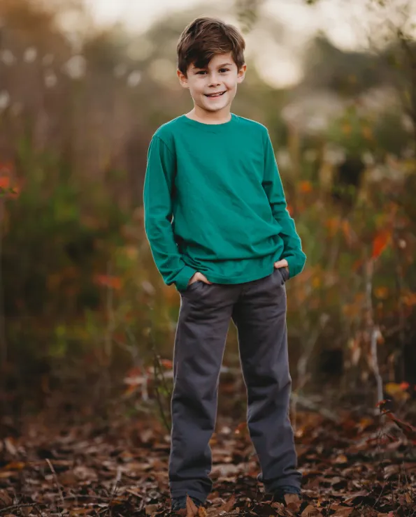 Boys Soft Cotton Jersey Long Sleeve Tee | White