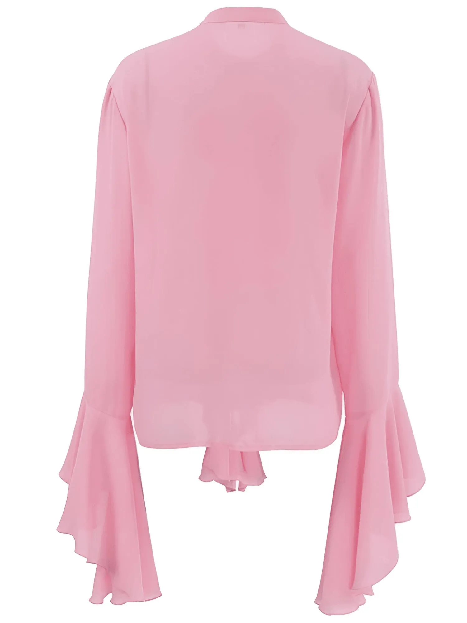 Chiffon Ruffled Shirts For Women Flare Sleeve Oversize Laminated Flounces Elegant Blouses And Tops