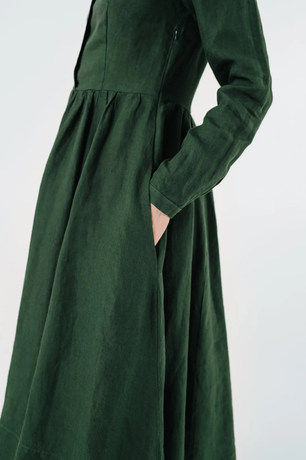 Classic Dress with Embroidered Wildwood Collar, Long Sleeve