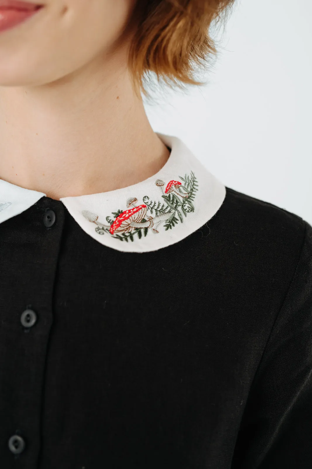 Classic Dress with Embroidered Wildwood Collar, Long Sleeve