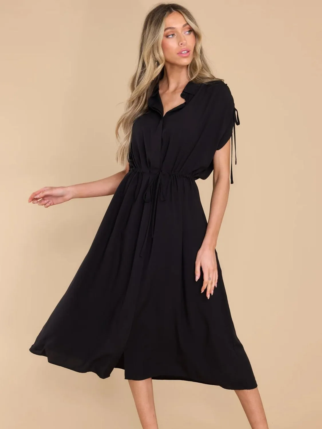 Classic Short Sleeve Midi Resort Dress