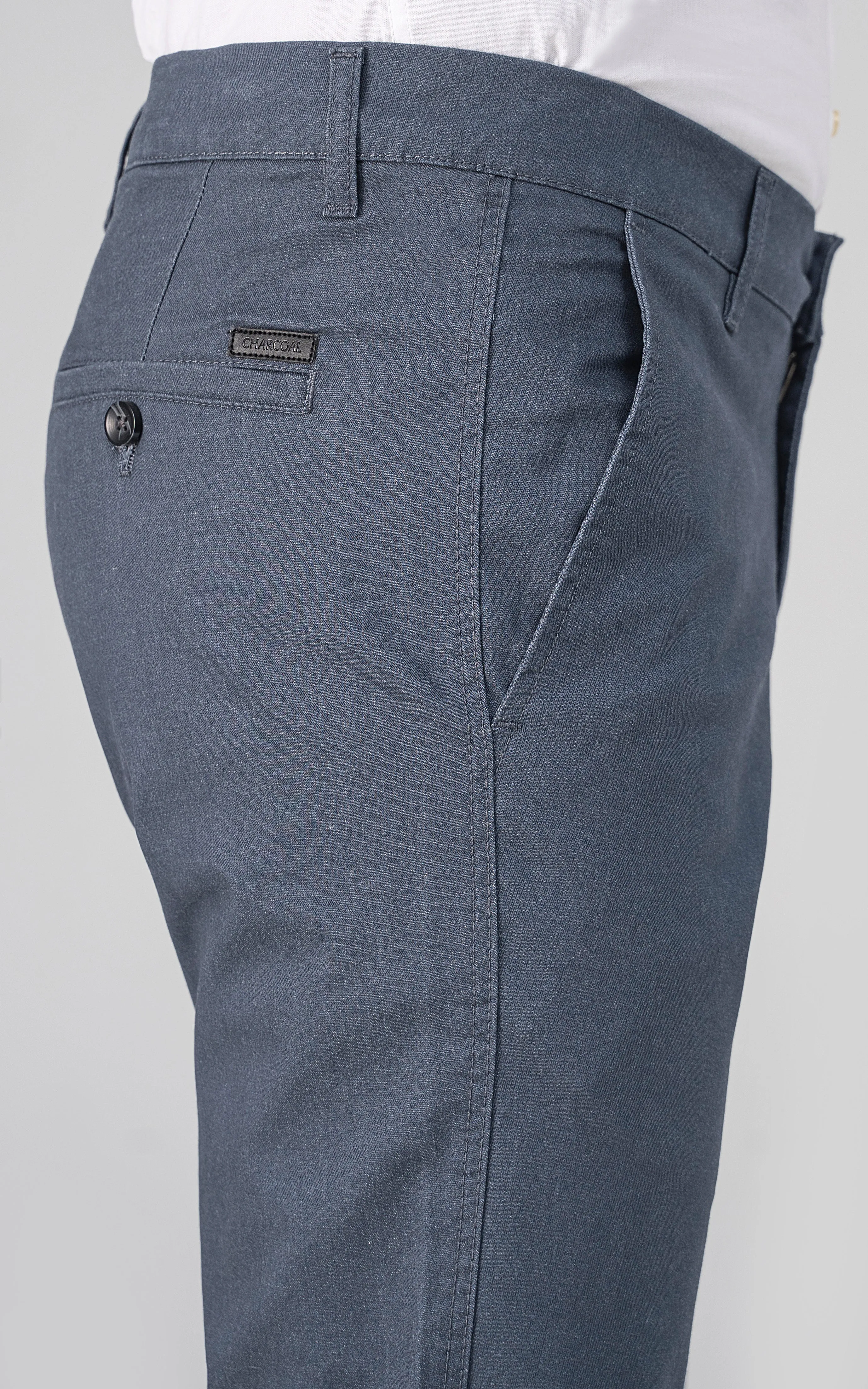 COLORED DENIM SMART FIT CASUAL PANT BLUE