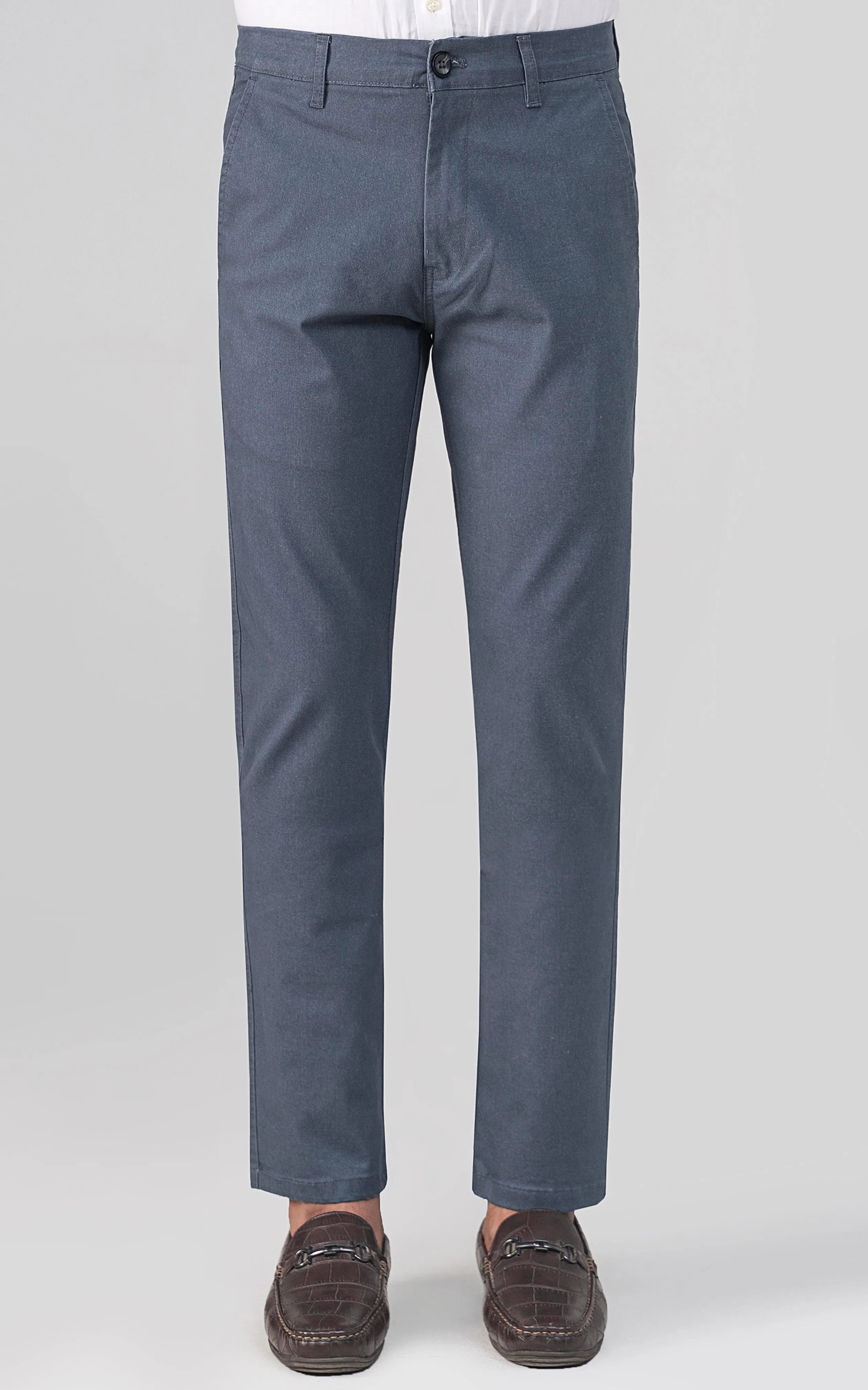 COLORED DENIM SMART FIT CASUAL PANT BLUE