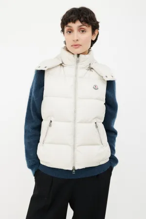 Cream Hooded Puffer Vest