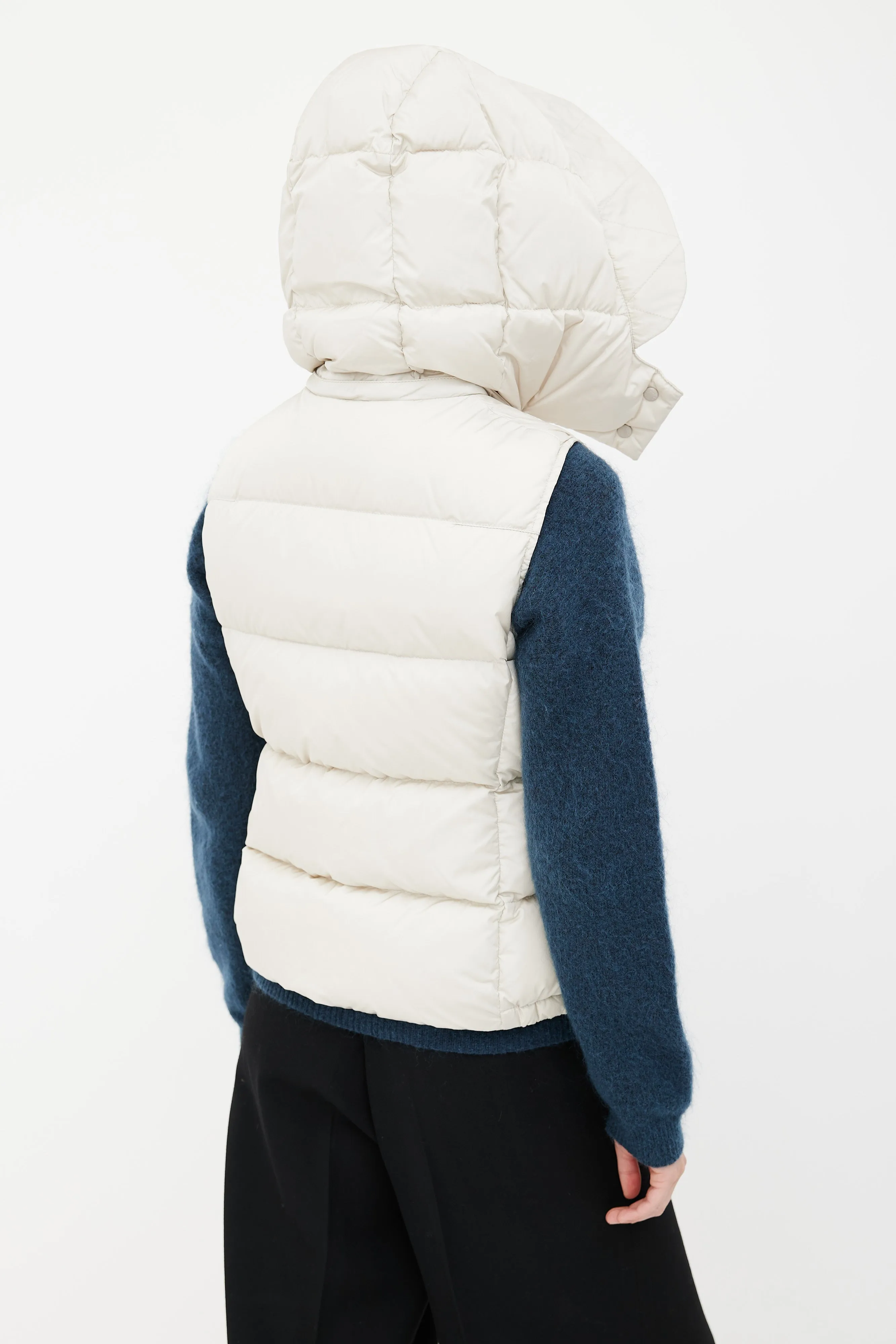 Cream Hooded Puffer Vest