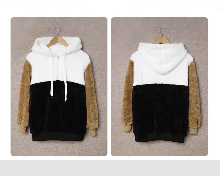 Draw String Hooded Teddy Sherpa Pullover