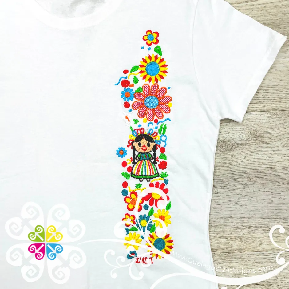 Embroider Women Tee- Mexican Doll