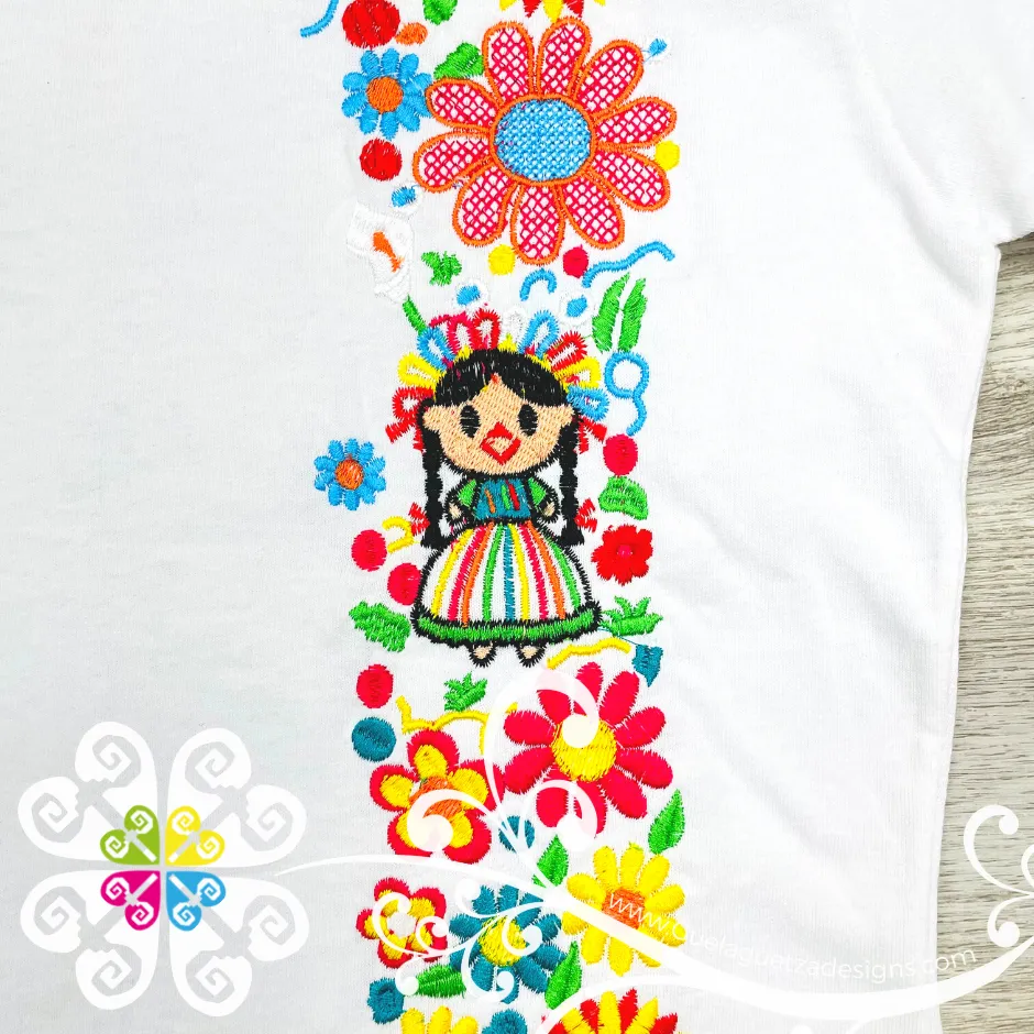 Embroider Women Tee- Mexican Doll