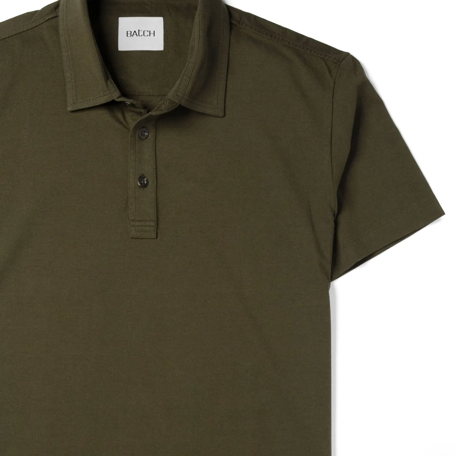 Essential Short Sleeve Polo Shirt –  Olive Green Cotton Jersey