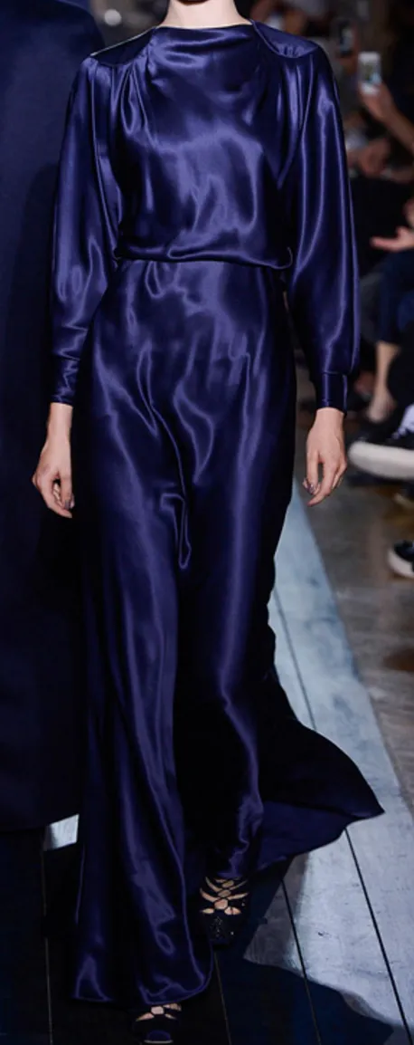 French Navy Blue Silk Satin