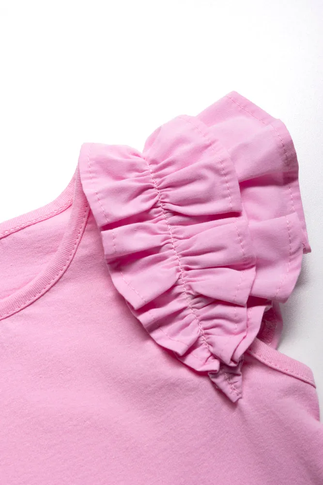 Frill Sleeve Top Pink