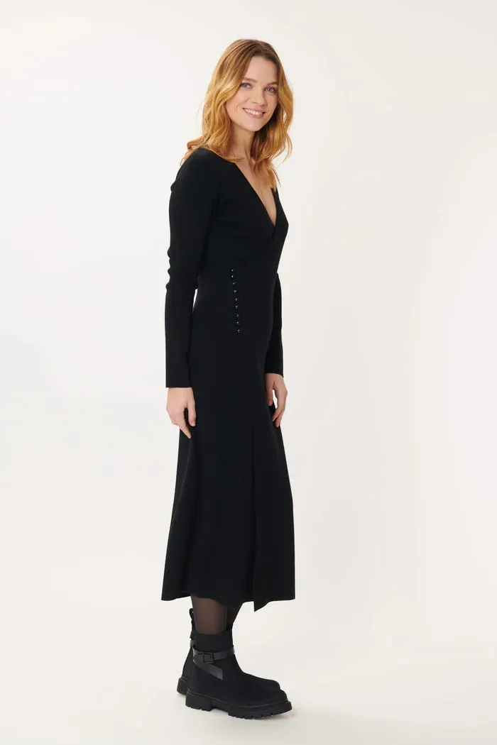 Gavina surplice Dress- Black