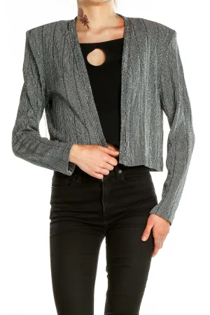 Gray Metallic Cropped Blazer