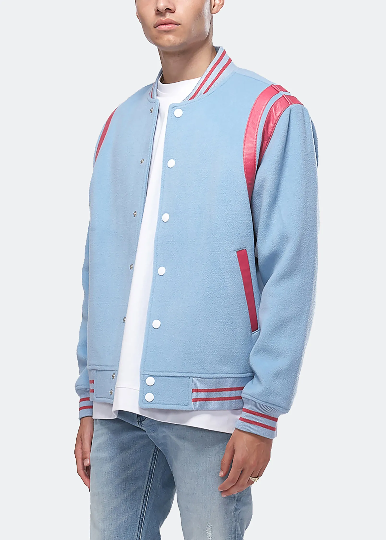 Konus Men's Wool Blend Varsity Jacket in Blue