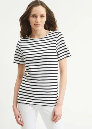 LEVANT MODERN - Breton Stripe Short Sleeve Shirt | Soft Cotton | Unisex Fit (WHITE / BLACK)