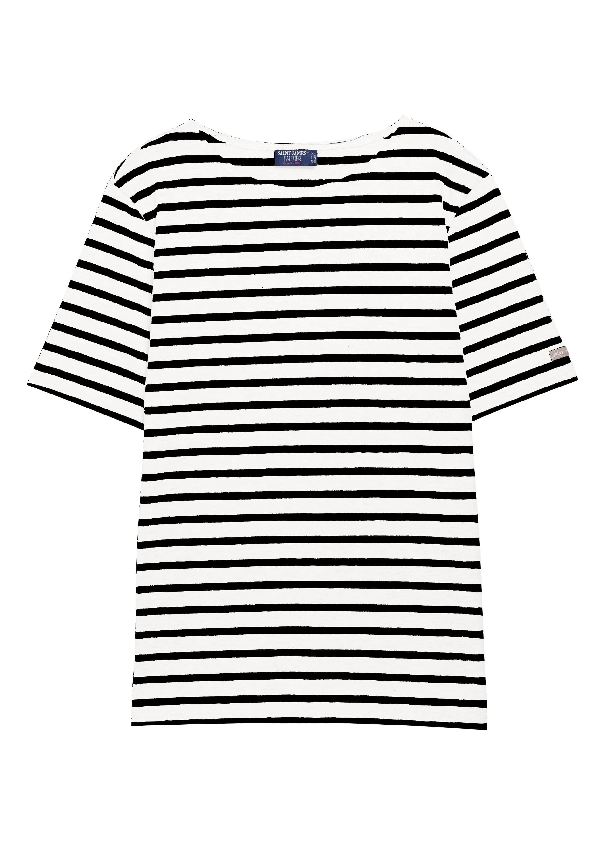 LEVANT MODERN - Breton Stripe Short Sleeve Shirt | Soft Cotton | Unisex Fit (WHITE / BLACK)