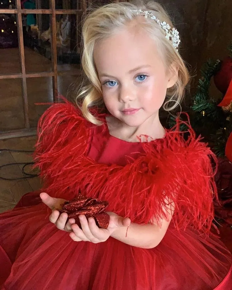 Little Princess Gown Dress with Feather