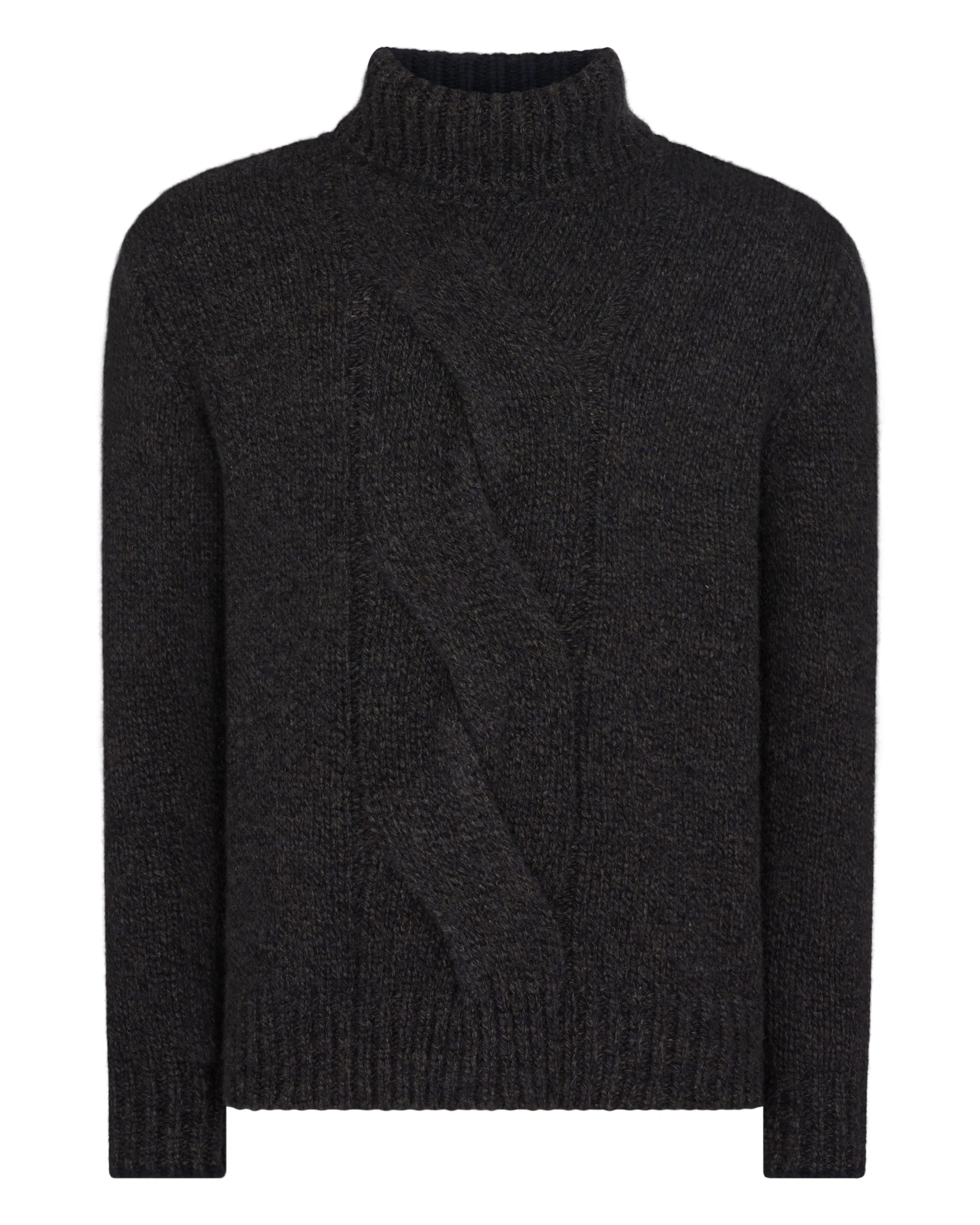 Men's Wandsworth Cable Turtle Cashmere Sweater Granite Grey