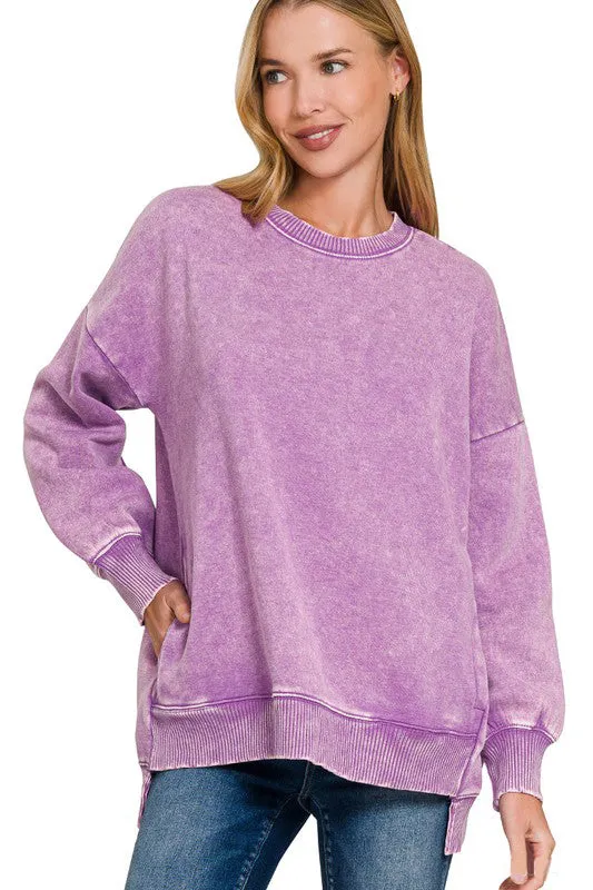 Mineral Wash Pocket Sweatshirts - 3 Colors!