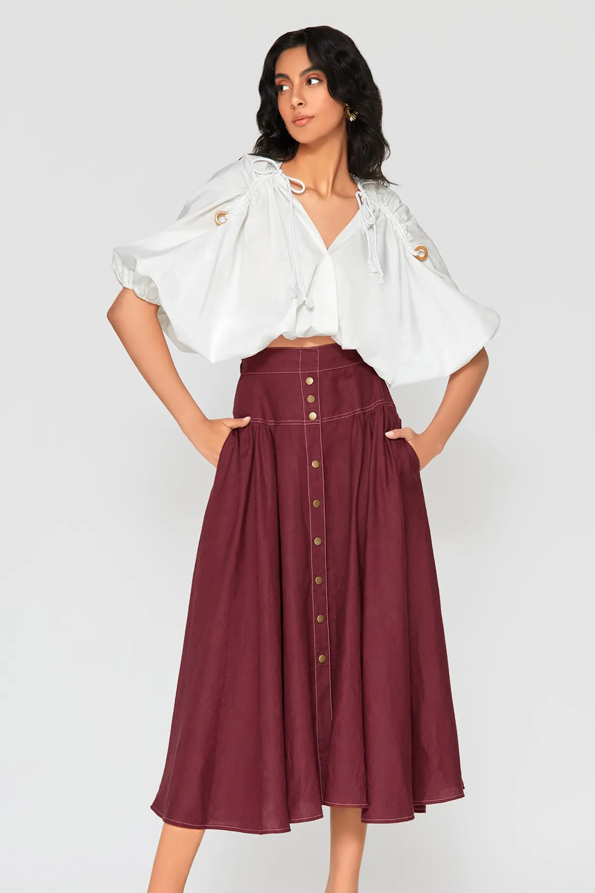 Patricia Linen Midi Skirt