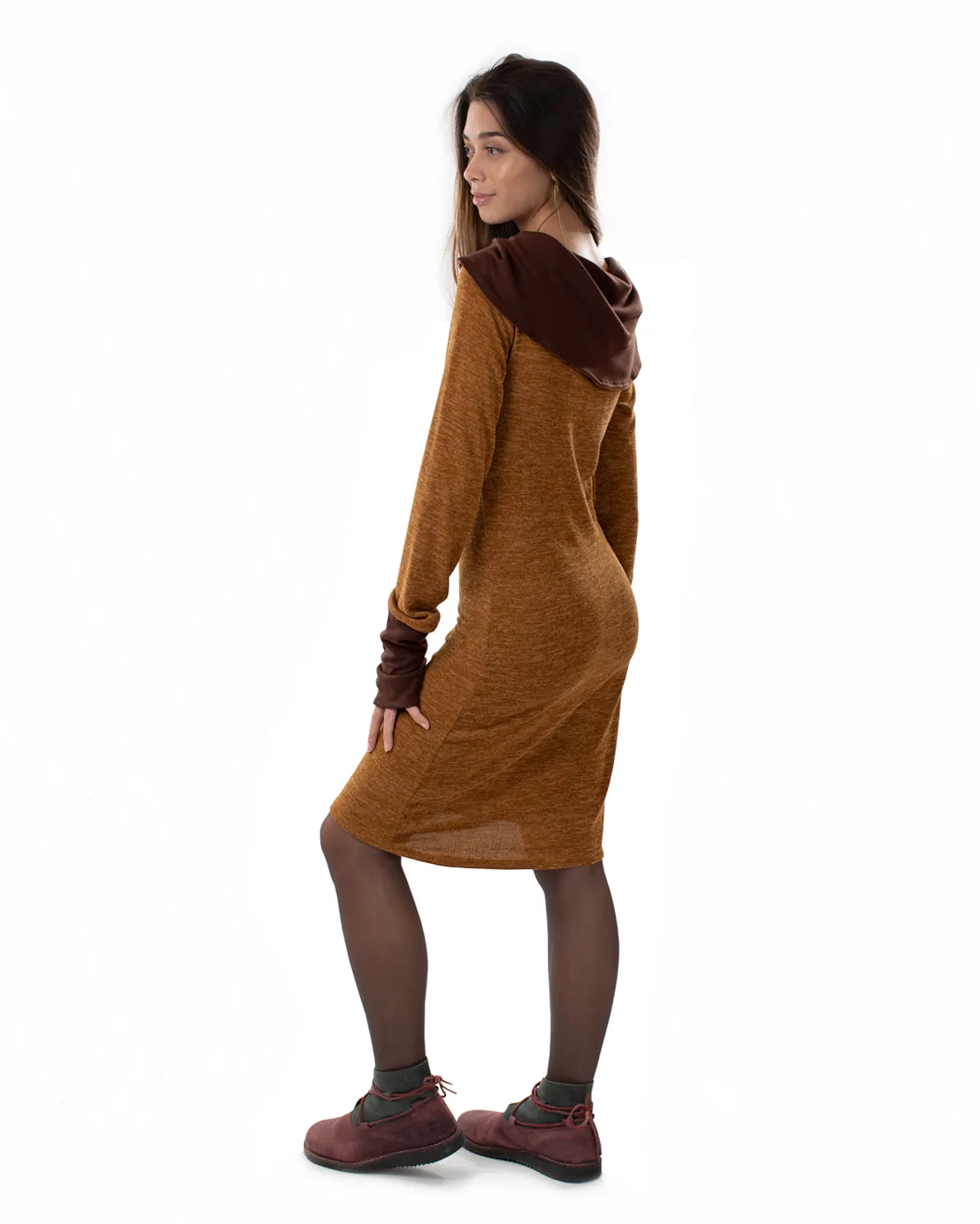 "Isha" Long Sleeved Pencil Dress Camel/Brown