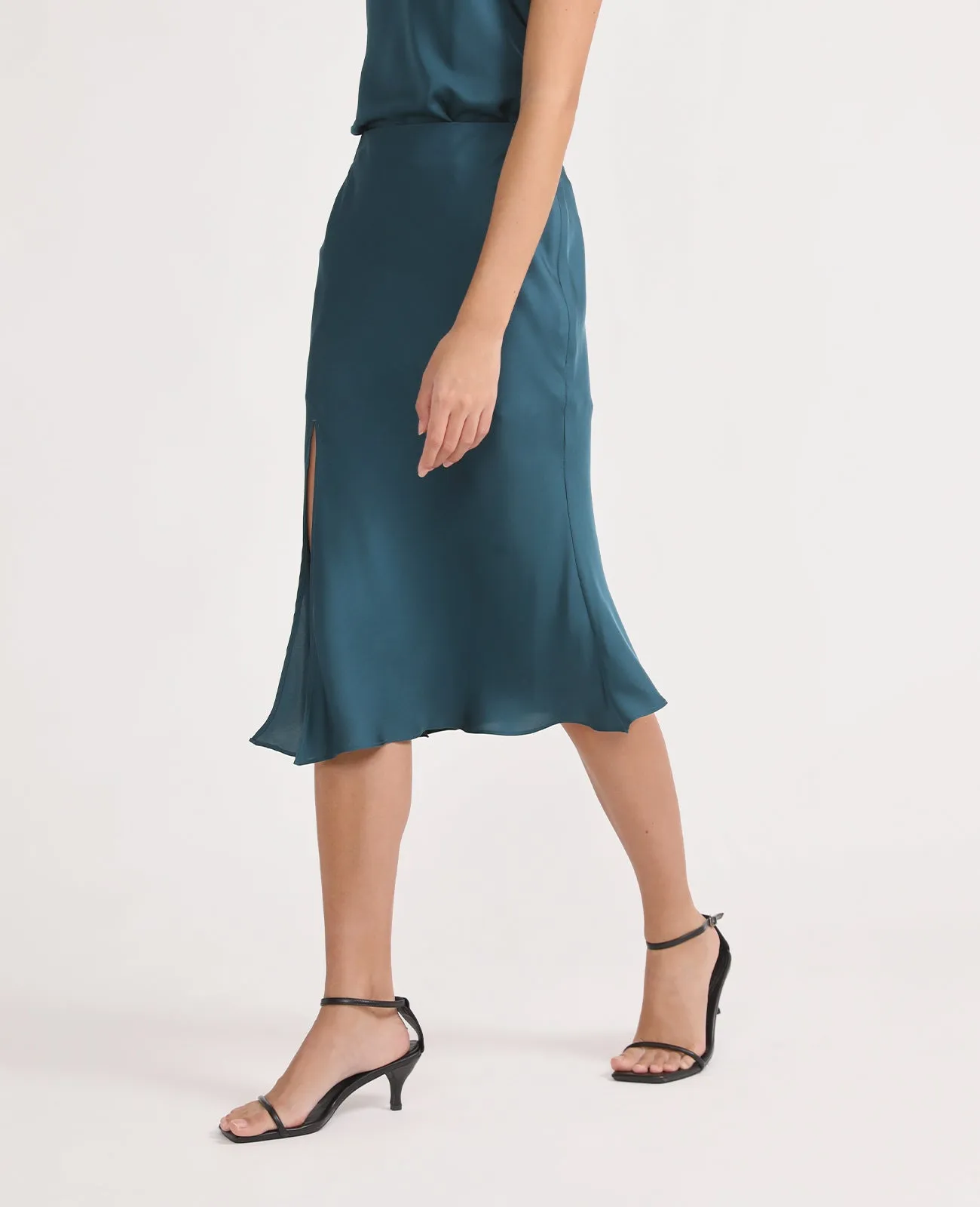 Silk Asymmetric Wrap Skirt